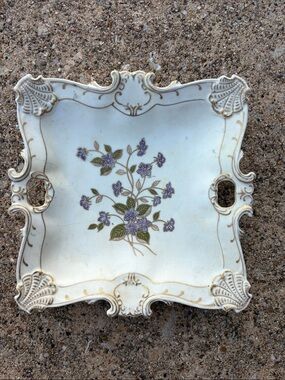 Lefton china hand painted violet dresser tray